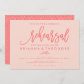 Chic Hand Lettered Wedding Probe Coral Einladung (Vorne/Hinten)