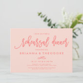 Chic Hand Lettered Wedding Probe Dinner Coral Einladung (Stehend Vorderseite)