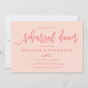 Chic Hand Lettered Wedding Probe Dinner Coral Einladung