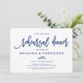 Chic Hand Lettered Wedding Probe Dinner Navy Einladung (Stehend Vorderseite)
