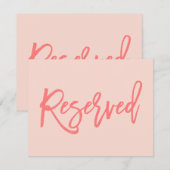 Chic Hand Lettered Wedding Reservierte Sign Coral Einladung (Vorne/Hinten)