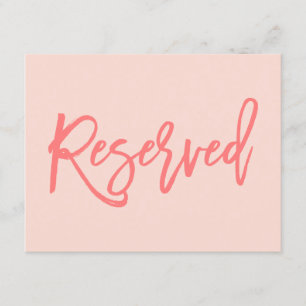 Chic Hand Lettered Wedding Reservierte Sign Coral Einladung