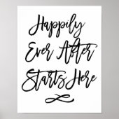 Chic Hand Lettered Wedding Sign Happily Ever After Poster (Vorne)