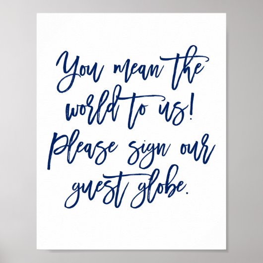 Chic Hand Lettered Wedding Sign Our Globe Poster (Vorne)