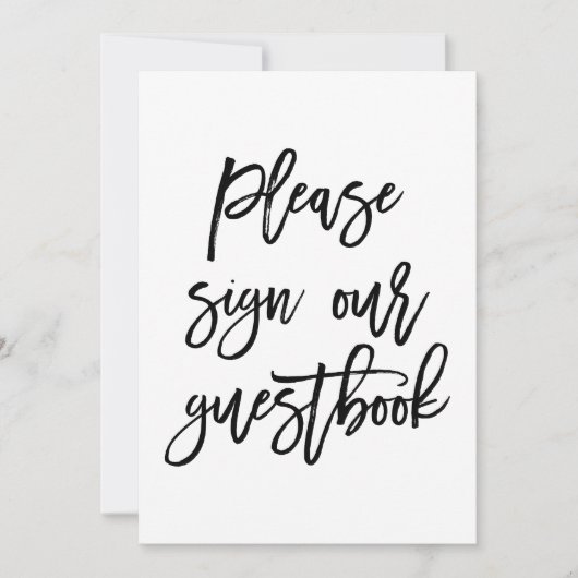 Chic Hand Lettered Wedding Sign Our Guest Book (Vorderseite)