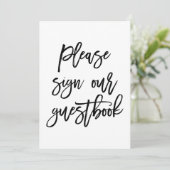 Chic Hand Lettered Wedding Sign Our Guest Book (Stehend Vorderseite)