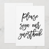 Chic Hand Lettered Wedding Sign Our Guest Book (Vorne/Hinten)