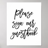 Chic Hand Lettered Wedding Sign Our Guest Book Poster (Vorne)