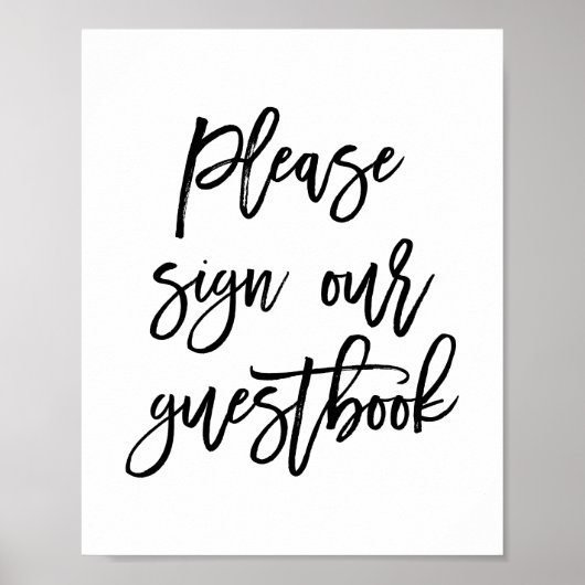 Chic Hand Lettered Wedding Sign Our Guest Book Poster (Vorne)