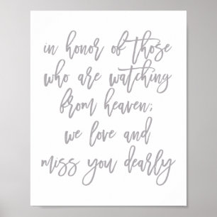 Chic Hand Lettered Wedding Vermisst Loved Ones Poster
