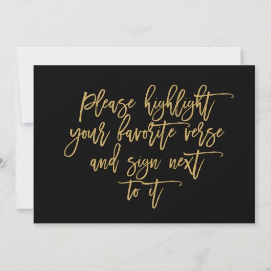 Chic Hand Lettered Wedding Verse Guest Book Sign Einladung (Vorderseite)