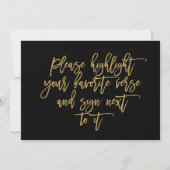 Chic Hand Lettered Wedding Verse Guest Book Sign Einladung (Rückseite)