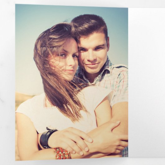 Chic Hand Lettered Wedding Zeremony Foto Program Dreifach-gefaltete Programmkarte (Innen Erste Seite)