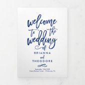 Chic Hand Lettered Wedding Zeremony Foto Program Dreifach-gefaltete Programmkarte (Cover)