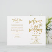 Chic Hand Lettered Wedding Zeremony Programm gekla (Stehend Vorderseite)