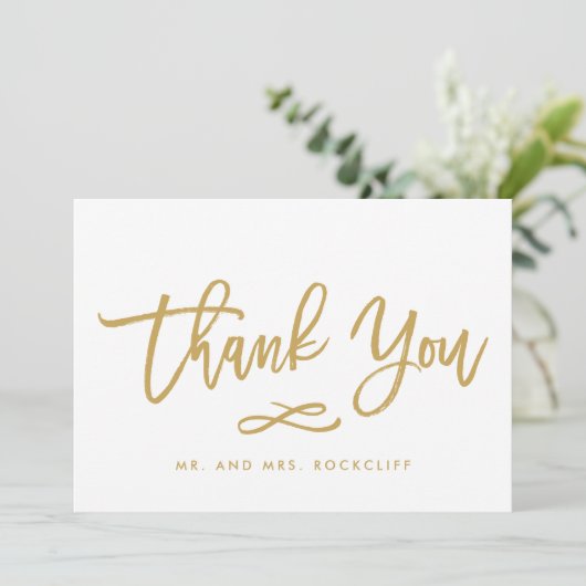 Chic Hand Letters Gold Danke Flat (Stehend Vorderseite)