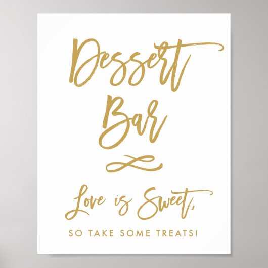 Chic Hand Letters Gold Dessert Bar Poster (Vorne)