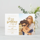 Chic Hand Letters Gold Save the Date Foto (Stehend Vorderseite)