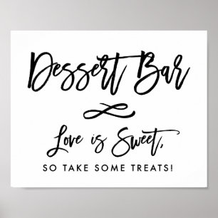 Chic Hand Letters Wedding Dessert Bar Poster