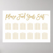 Chic Hand Letting Seating Chart Gold Poster (Vorne)