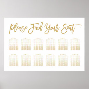 Chic Hand Letting Seating Chart Gold Poster