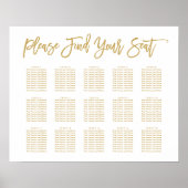 Chic Hand Letting Seating Chart Gold Poster (Vorne)