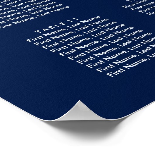 Chic Hand Letting Seating Chart Marine Poster (Ecke)