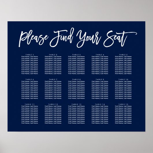 Chic Hand Letting Seating Chart Marine Poster (Vorne)