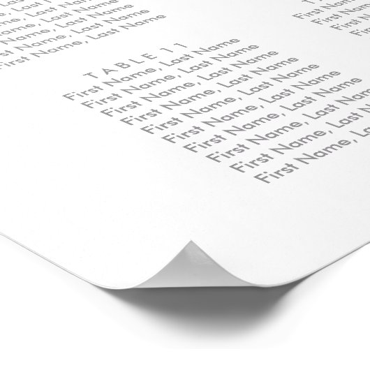 Chic Hand Letting Seating Chart Poster (Ecke)