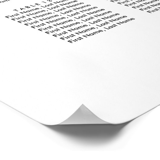 Chic Hand Letting Seating Chart Poster (Ecke)