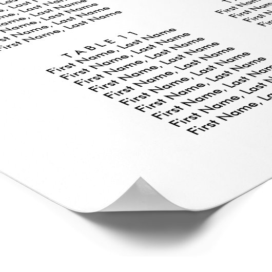 Chic Hand Letting Seating Chart Poster (Ecke)