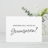 Chic Hand schreibt "Werden Sie mein Trauzeuge sein Einladung (Stehend Vorderseite)