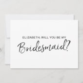 Chic Hand schreibt "Werden Sie meine Brautjungfrau Einladung (Vorderseite)