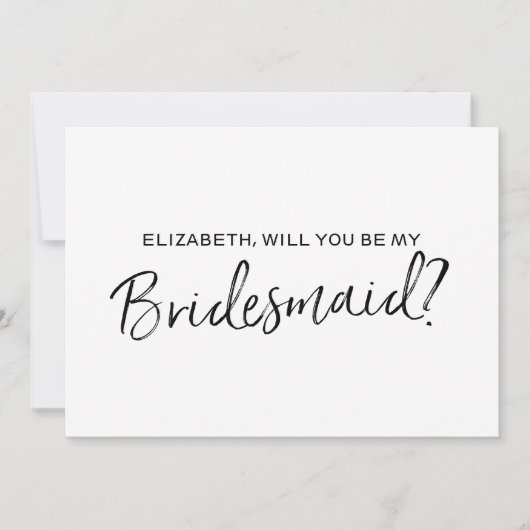 Chic Hand schreibt "Werden Sie meine Brautjungfrau Einladung (Vorderseite)