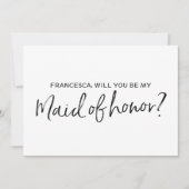 Chic Hand schreibt "Werden Sie meine Trauzeugin se Einladung (Vorderseite)