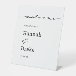 Chic Hand, willkommen bei der Hochzeit Sockelschild