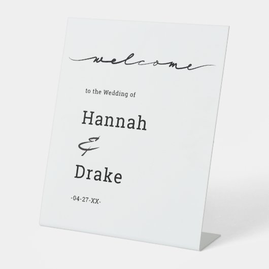 Chic Hand, willkommen bei der Hochzeit Sockelschild (Vorderseite)