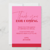 Chic Handgeschriebener Rosa Glitzer Dankeskarte (Vorderseite)