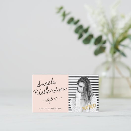 Chic Handgeschriebenes Fashion Stylist Schauspiele Visitenkarte (Stehend Vorderseite)