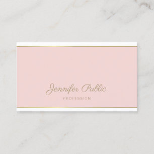 Chic Handgeschriebenes Script Blush Pink Gold Temp Visitenkarte