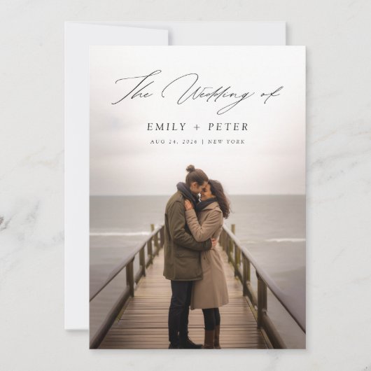 Chic Handgeschriebenes Skript Doppelseitiges Foto  Einladung (Vorderseite)