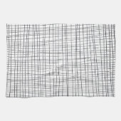 Chic handgezeichnetes Stripgitter schwarz & weiß Geschirrtuch (Horizontal)