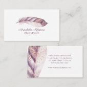 Chic Handgezogener lila Wasserfarbenfederhalter Visitenkarte (Vorne/Hinten)