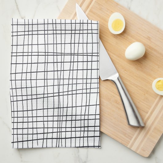 Chic handgezogenes Streifen schwarz-weiß Gitter Geschirrtuch (Viertel Falte)