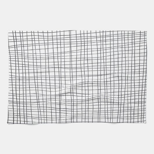 Chic handgezogenes Streifen schwarz-weiß Gitter Geschirrtuch (Horizontal)