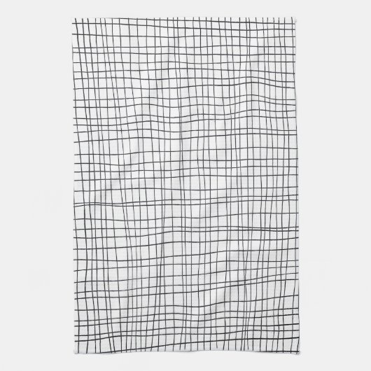 Chic handgezogenes Streifen schwarz-weiß Gitter Geschirrtuch (Vertikal)