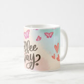 Chic Handlettered Coffee Design Modern Boho "Café" Kaffeetasse (VorderseiteRechts)