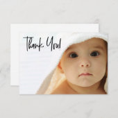 Chic Handlettern Baby Girl Foto Babydusche Dankeskarte (Vorne/Hinten)