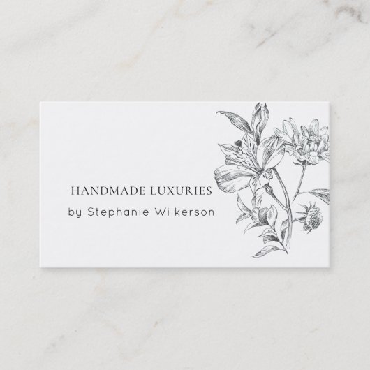 Chic Handmade Elegante Schwarz-weiße Visitenkarte (Vorderseite)