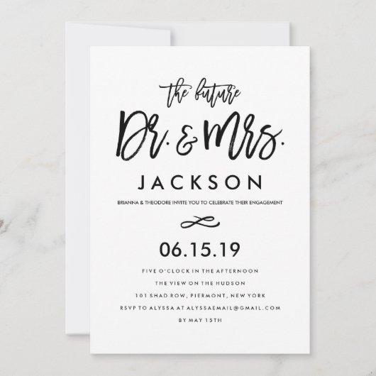 Chic-Handmit buchstaben gekennzeichnete Einladung (Vorderseite)